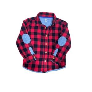 Wonder Nation‎ Kids Red Buffalo Plaid Long Sleeve Button Down Shirt 4T